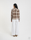 Smith- &- Soul -Women's- Soft -Checked -Cropped -Blouse -0826-0305-CH - 1103 -sand -print