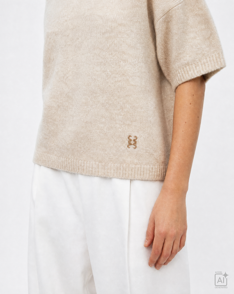 Smith -&- Soul -Women's- Short -Sleeve- Knit -Top -with -Scarf -Sand- &nbsp;-0826-0849 - 103 -sand-5
