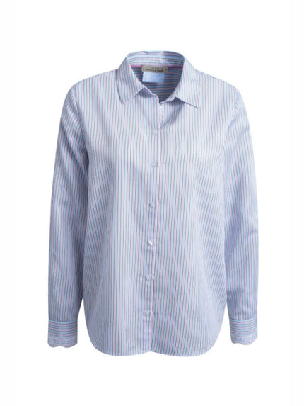 Smith & -Soul -Women's -Striped -Blouse -With -Lace -Cuff -0726-0703 - 1602- sky- print-Kings-Road-Fashions