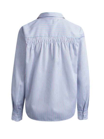 Smith & -Soul -Women's -Striped -Blouse -With -Lace -Cuff -0726-0703 - 1602- sky- print-Kings-Road-Fashions