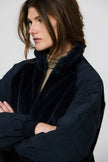 Tanta - Women's AISU T2111 Faux Fur Mix Jacket in Dark Navy at Kings Road Fashions, Leighton Buzzard, UK