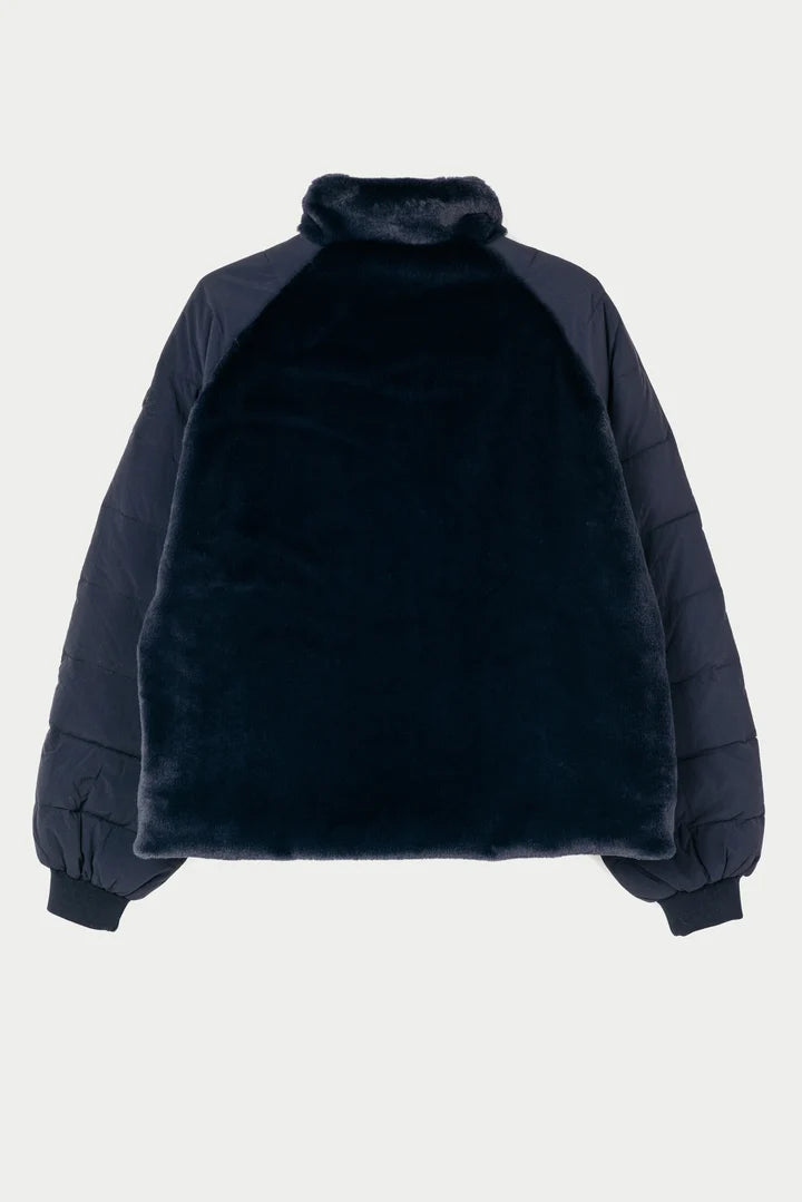 Tanta - Women's AISU T2111 Faux Fur Mix Jacket in Dark Navy at Kings Road Fashions, Leighton Buzzard, UK