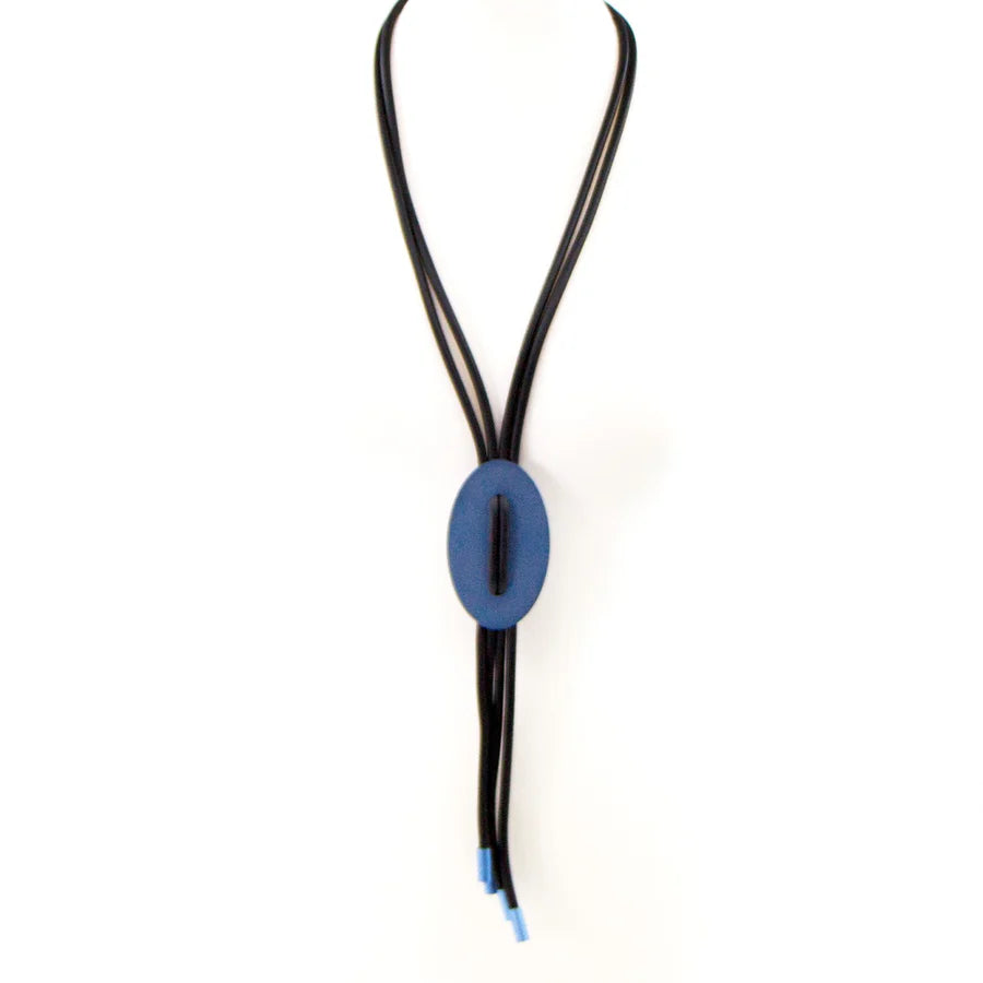 Y-Shaped Neoprene Necklace With Oval Feature