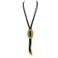 Y-Shaped Neoprene Necklace With Oval Feature