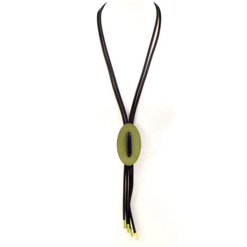 Y-Shaped Neoprene Necklace With Oval Feature