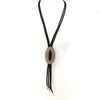 Y-Shaped Neoprene Necklace With Oval Feature