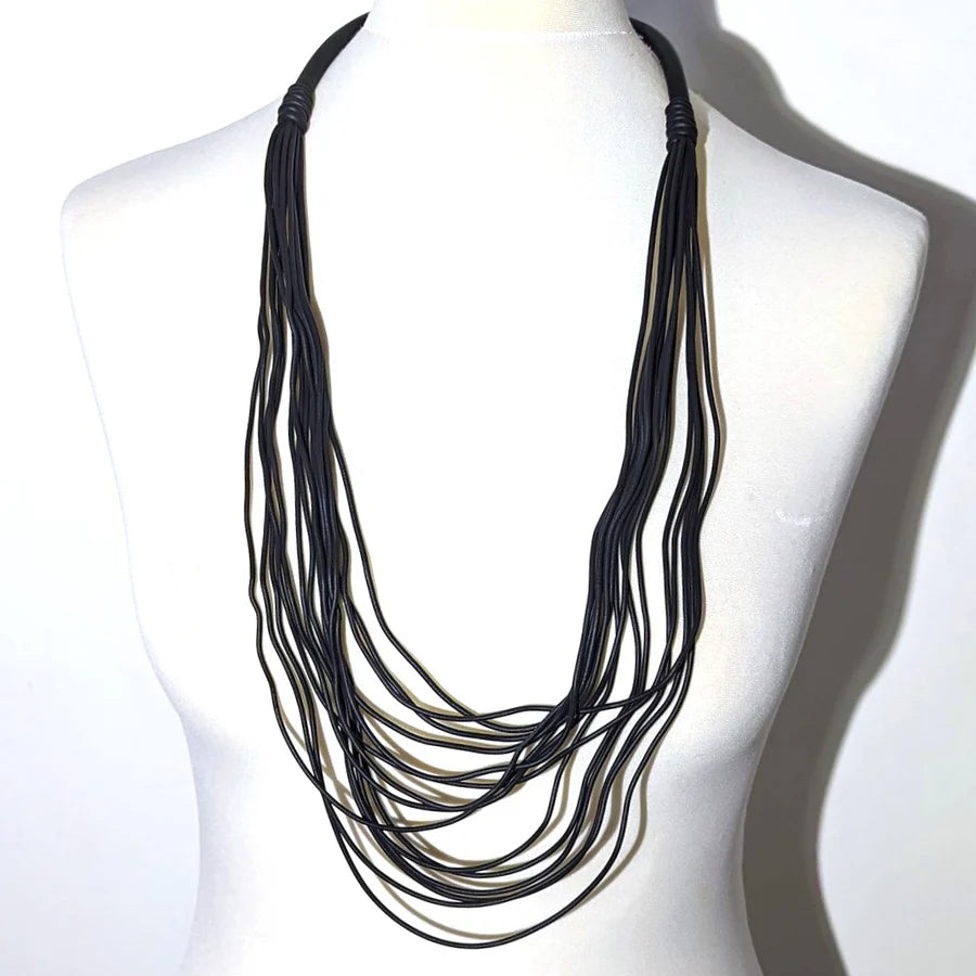 Long Multistrand Black Necklace