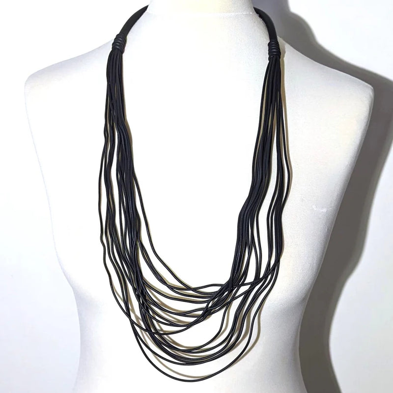 Long Multistrand Black Necklace