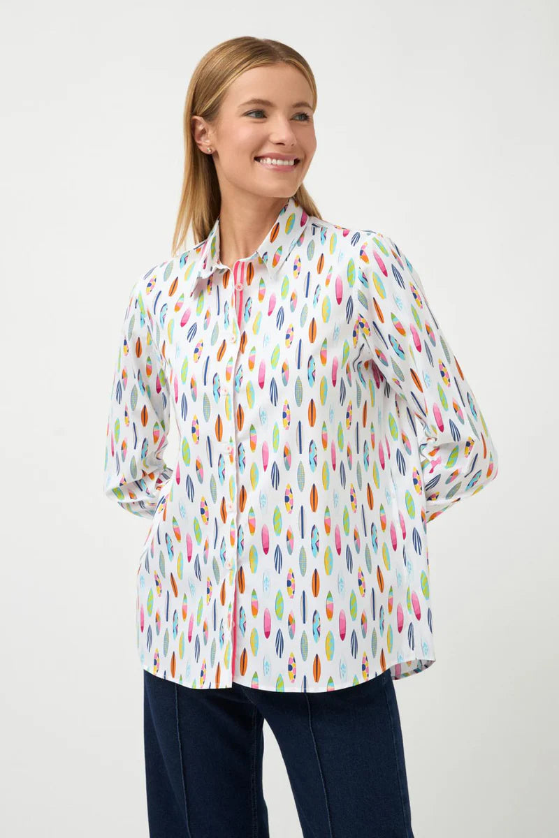 Tinta y Bariloche Women's Printed Navetas Shirt in White