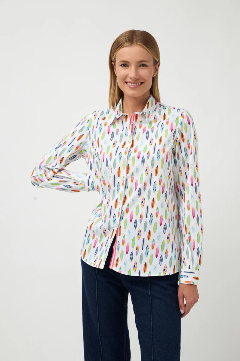 Tinta y Bariloche Women's Printed Navetas Shirt in White