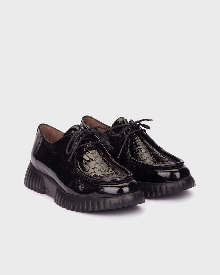 Wonders - Black -FLEXFLY -23 -Wallabies -Loafer -A-4423-1- Kings Road Fashions, Leighton Buzzard, UK