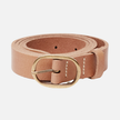Yade Womens Leather Waist Belt in Sand with Gold Oval Buckle