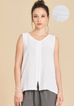 Abaca - Women's 100% Cotton Henri Top in Snow - T100