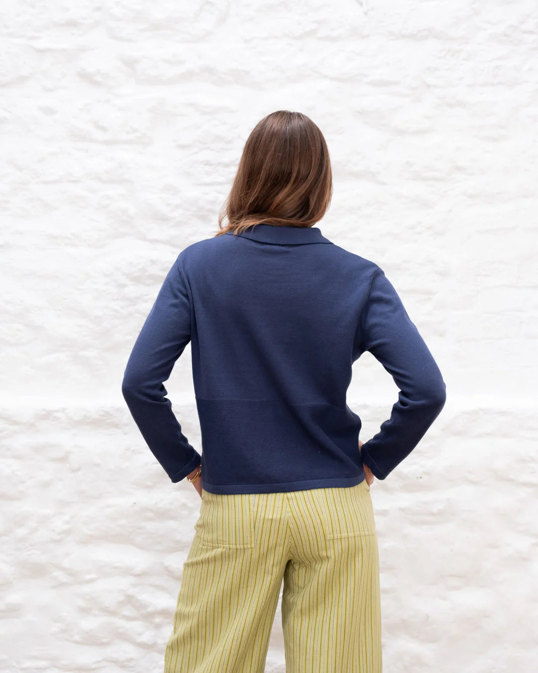bibico-alba-womens-polo-neck-navy-cotton-cardigan-ss25-kings-road-fashions