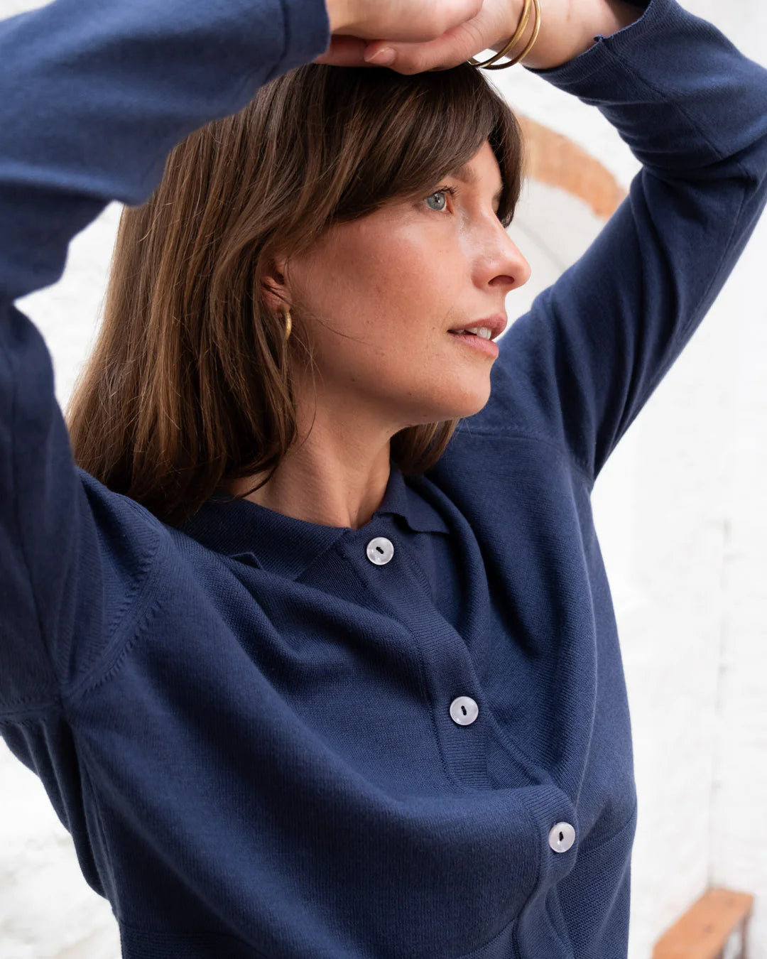 bibico-alba-womens-polo-neck-navy-cotton-cardigan-ss25-kings-road-fashions