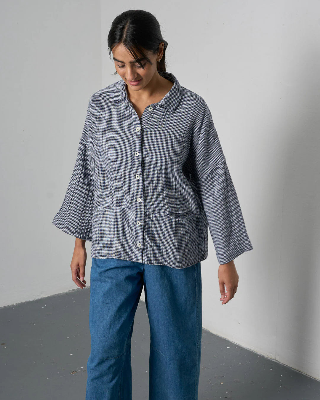 bibico-womens-anya-relaxed-blouse-navy-little-check