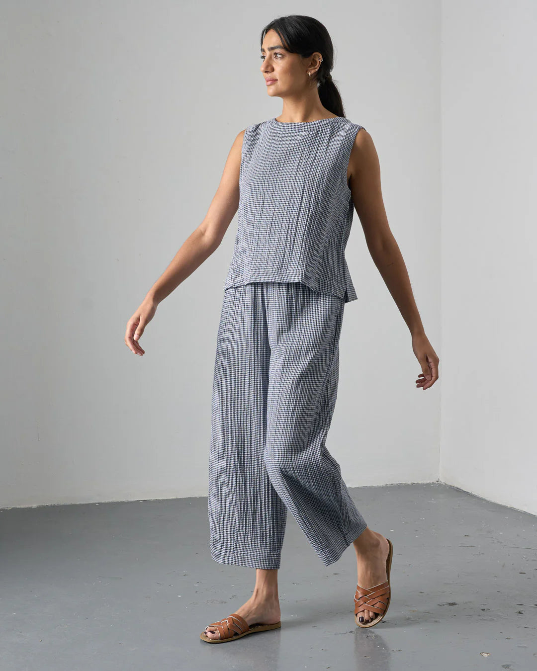 bibico-womens-clara-tapered-trousers-little-check-navy