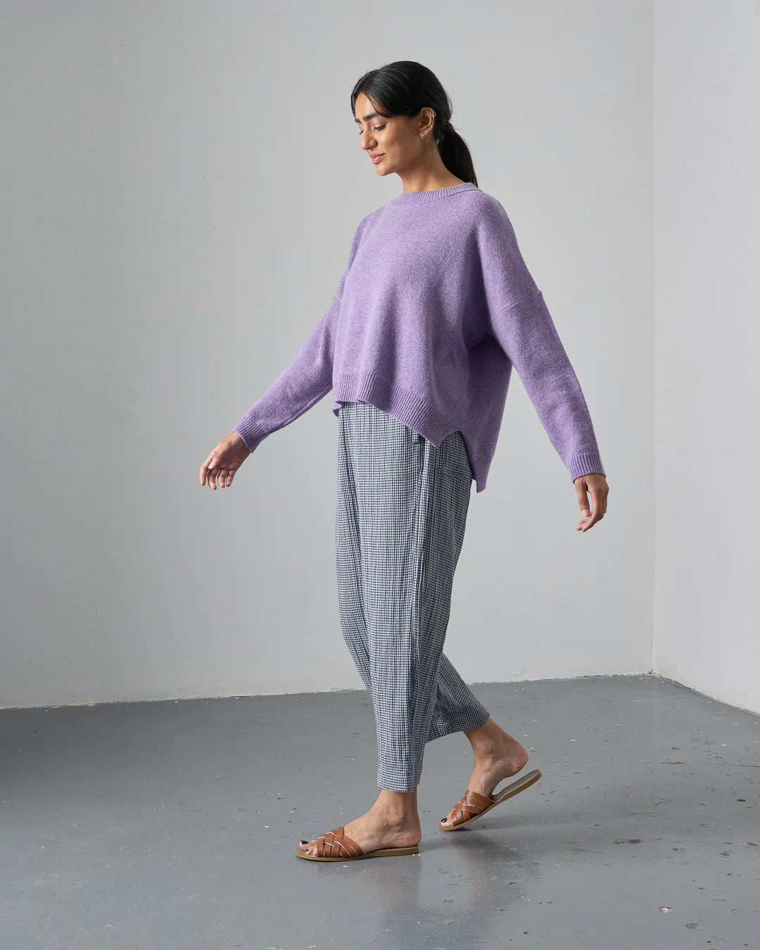 bibico-womens-clara-tapered-trousers-little-check-navy
