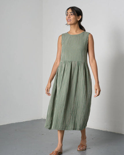 bibico-womens-elaine-double-gauze-stripe-green-dress