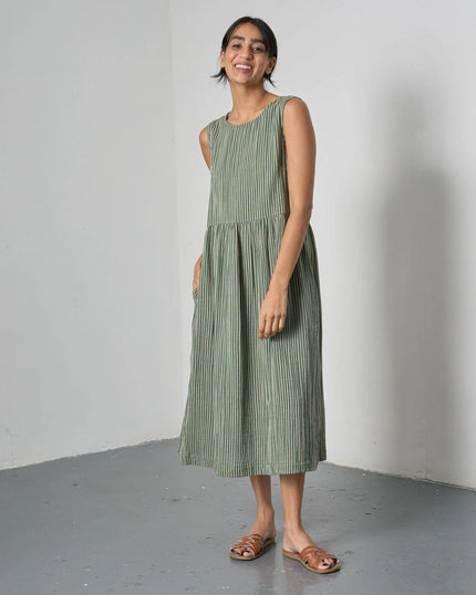 bibico-womens-elaine-double-gauze-stripe-green-dress