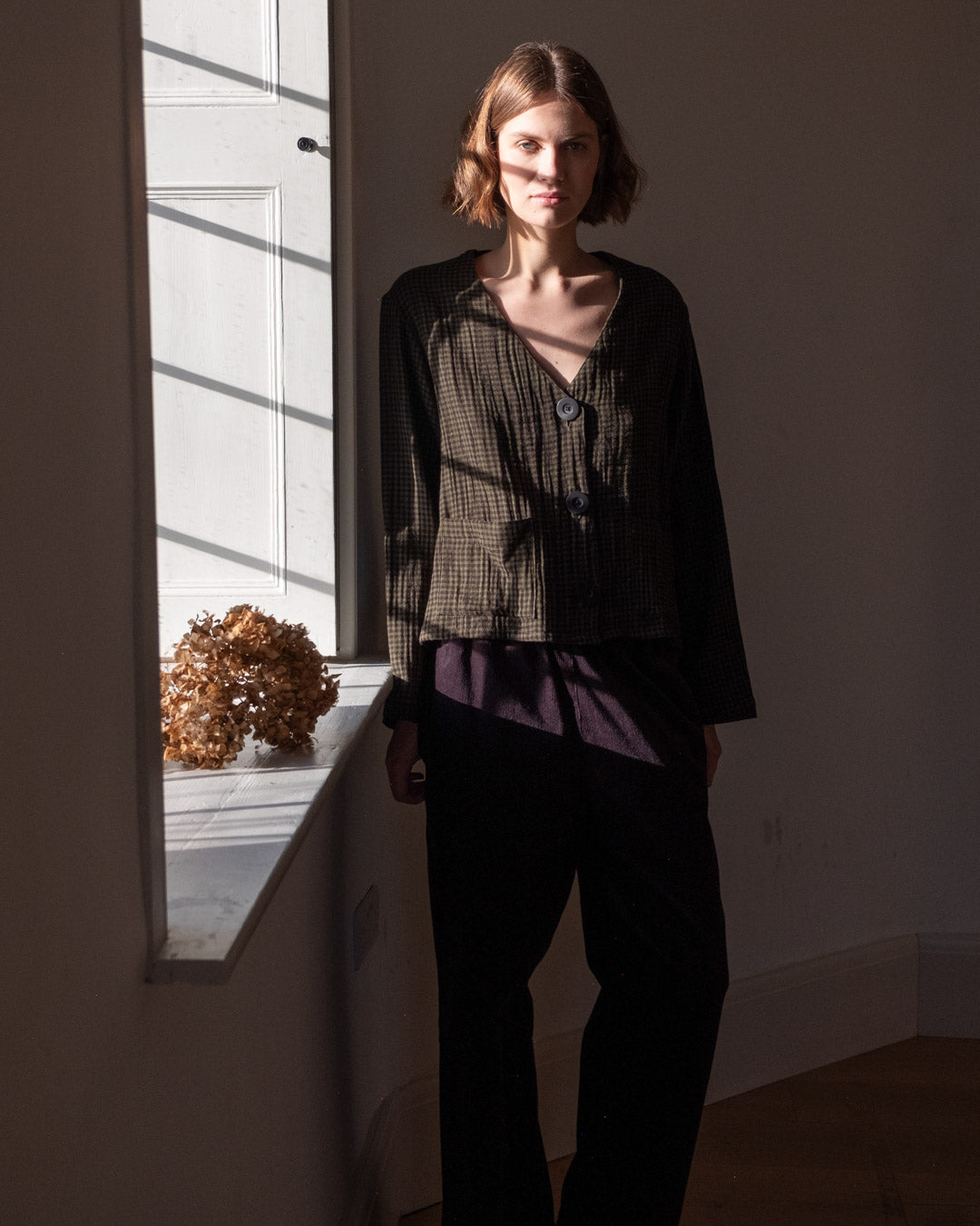 bibico-womens-irma-overshirt-olive-check-BW25WT007-kings-road-fashions