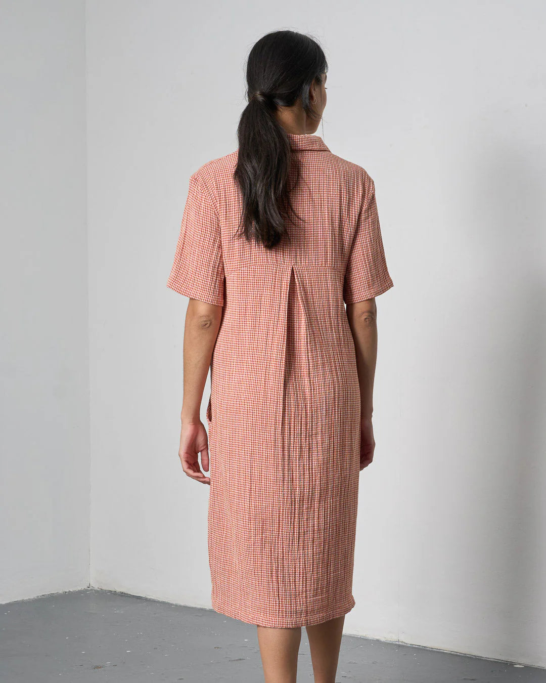 bibico-womens-rust-off-white-little-check-dress