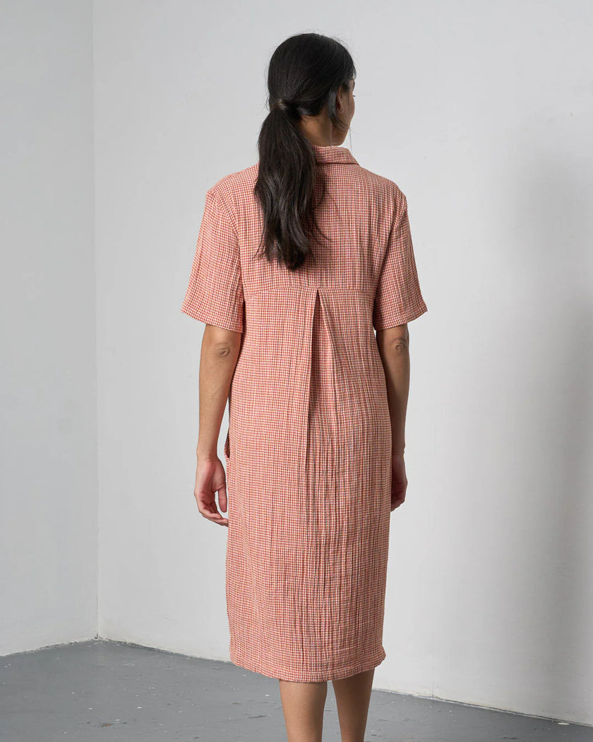 bibico-womens-rust-off-white-little-check-dress
