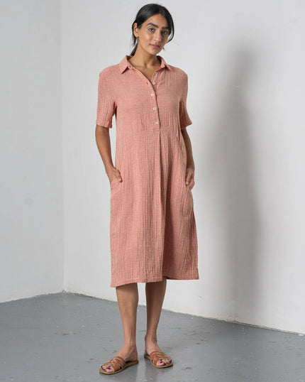 bibico-womens-rust-off-white-little-check-dress