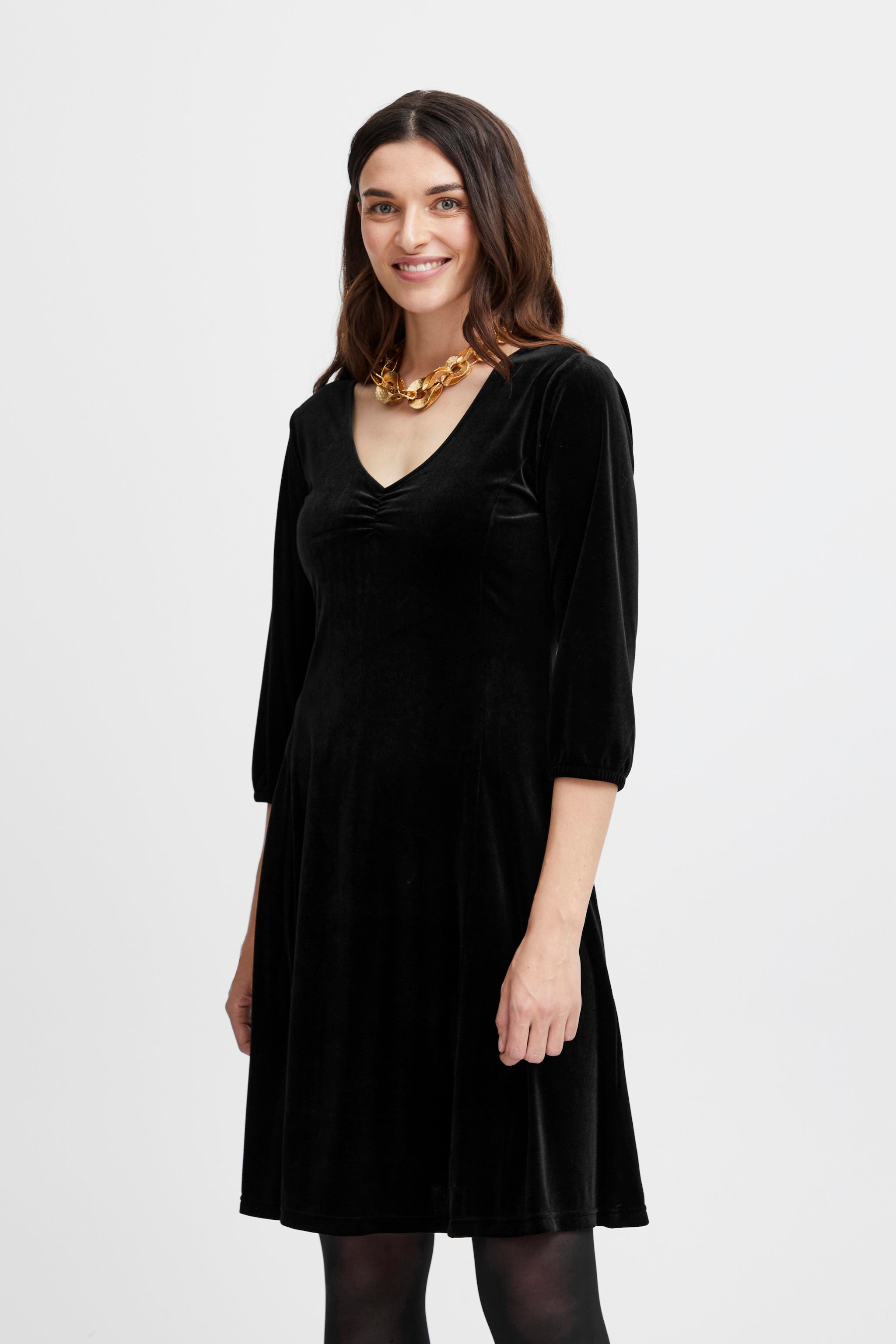 Fransa - Cassandra Black Velour Dress1