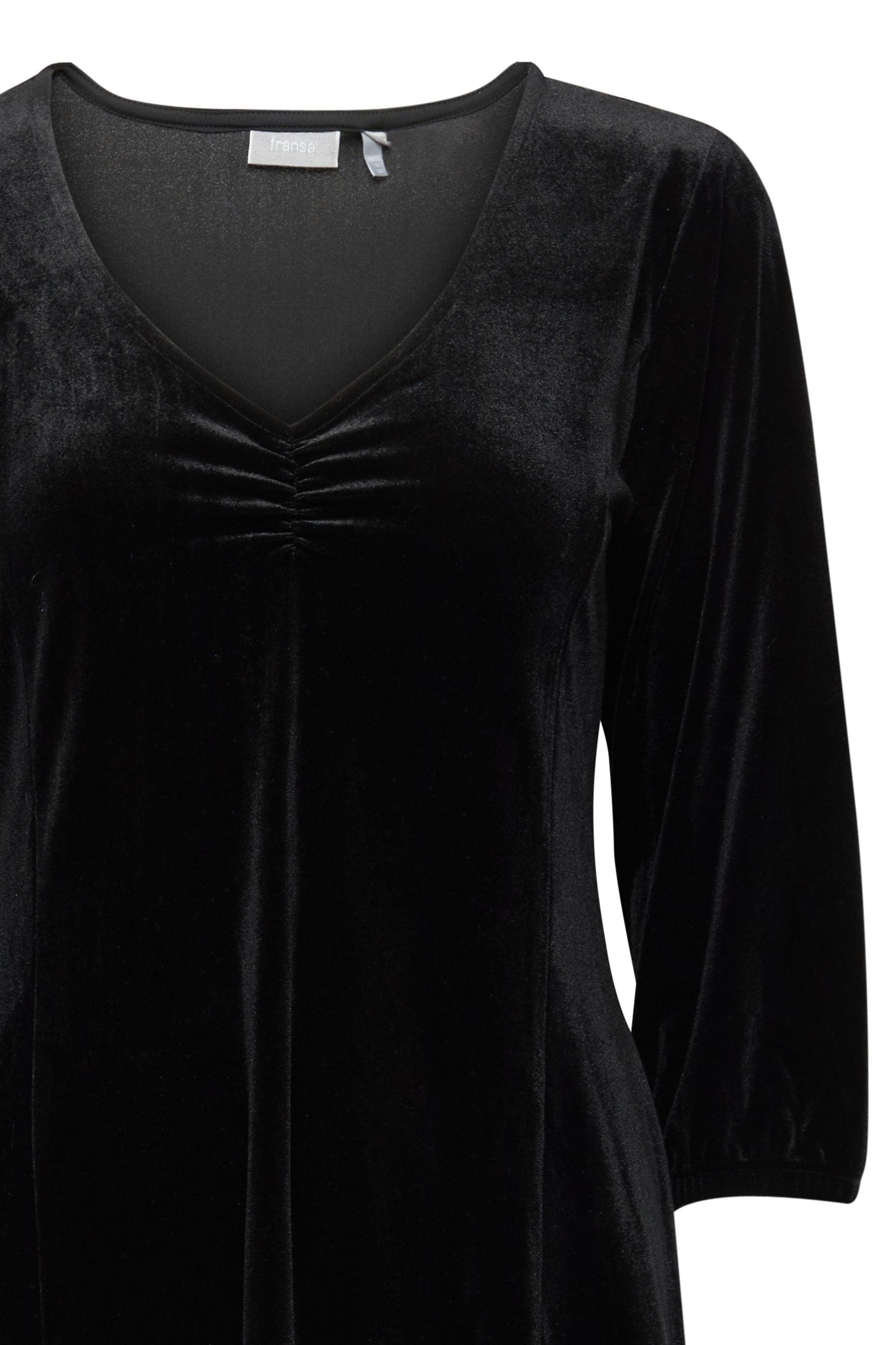 Fransa - Cassandra Black Velour Dress1