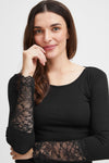 Fransa - Lace sleeve T-Shirt