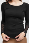 Fransa - Lace sleeve T-Shirt