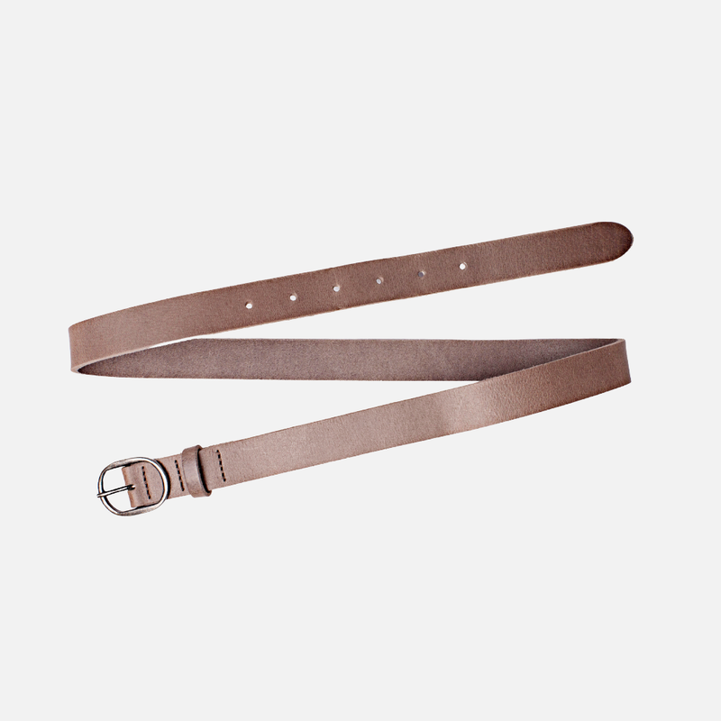 Yade Womens Leather Waist Belt in with Gold Oval Buckle