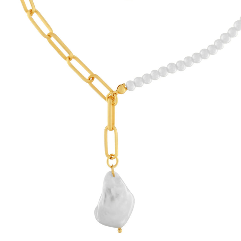 dnsk-audrey-short-chunky-pearl-mix-necklace-gold-plating