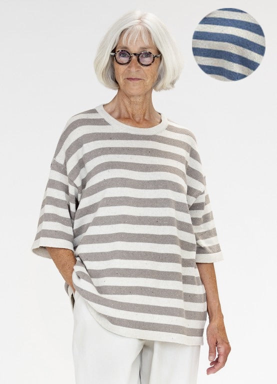 Muse Wear - Women's Vela Top Stripe 10060 Fine Denim Knit