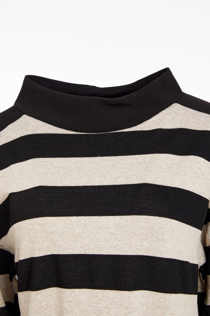 naya-womens-high-neck-stripped-top-with-contrast-sections-and-pocket-naw25269-in-black-taupe