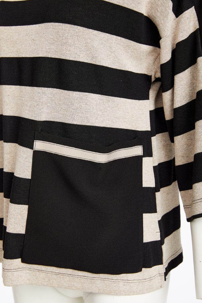 naya-womens-high-neck-stripped-top-with-contrast-sections-and-pocket-naw25269-in-black-taupe