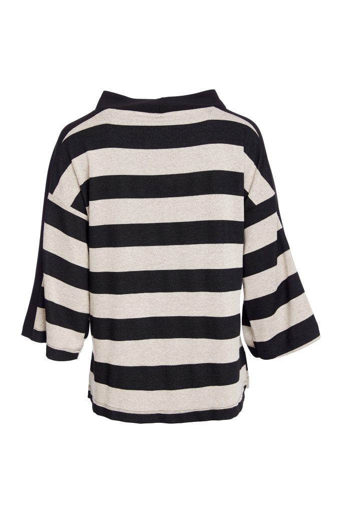 naya-womens-high-neck-stripped-top-with-contrast-sections-and-pocket-naw25269-in-black-taupe