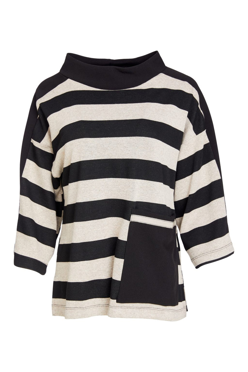 naya-womens-high-neck-stripped-top-with-contrast-sections-and-pocket-naw25269-in-black-taupe