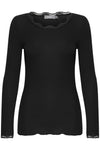 Fransa - Lace Trim Top - Black
