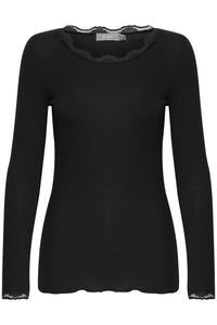 Fransa - Lace Trim Top - Black