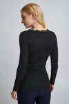 Fransa - Lace Trim Top - Black
