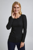 Fransa - Lace Trim Top Hizamond 2 - Black