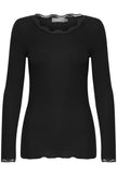 Fransa - Lace Trim Top Hizamond 2 - Black