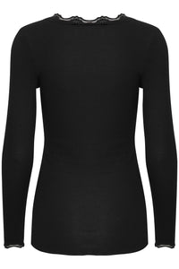 Fransa - Lace Trim Top - Black