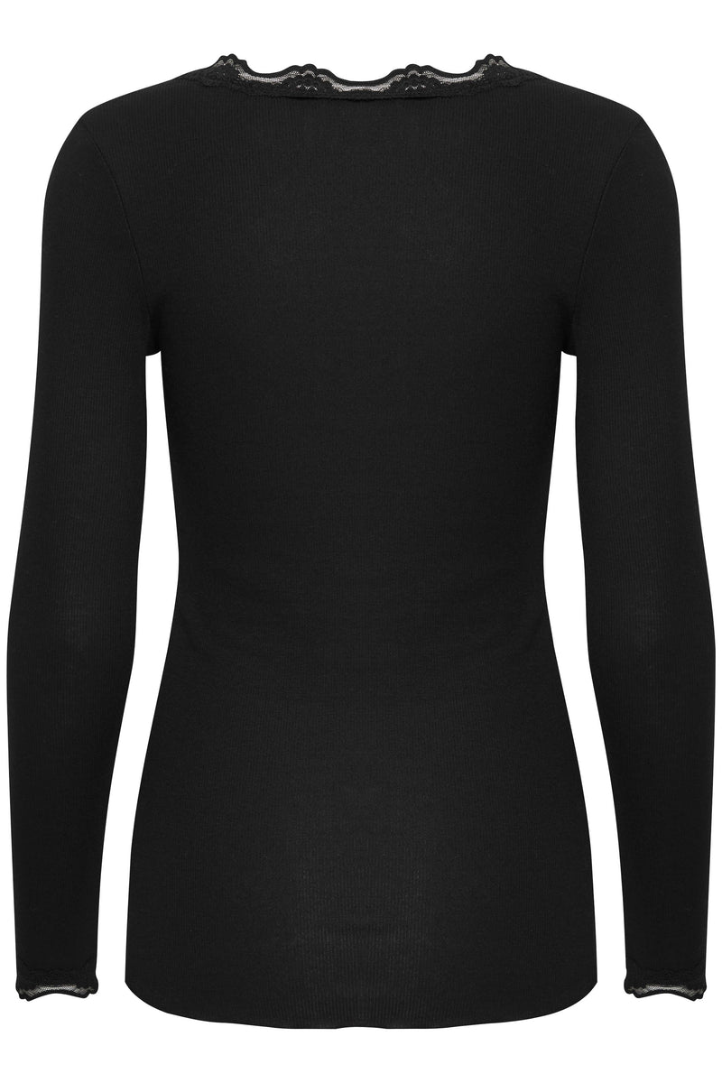 Fransa - Lace Trim Top - Black