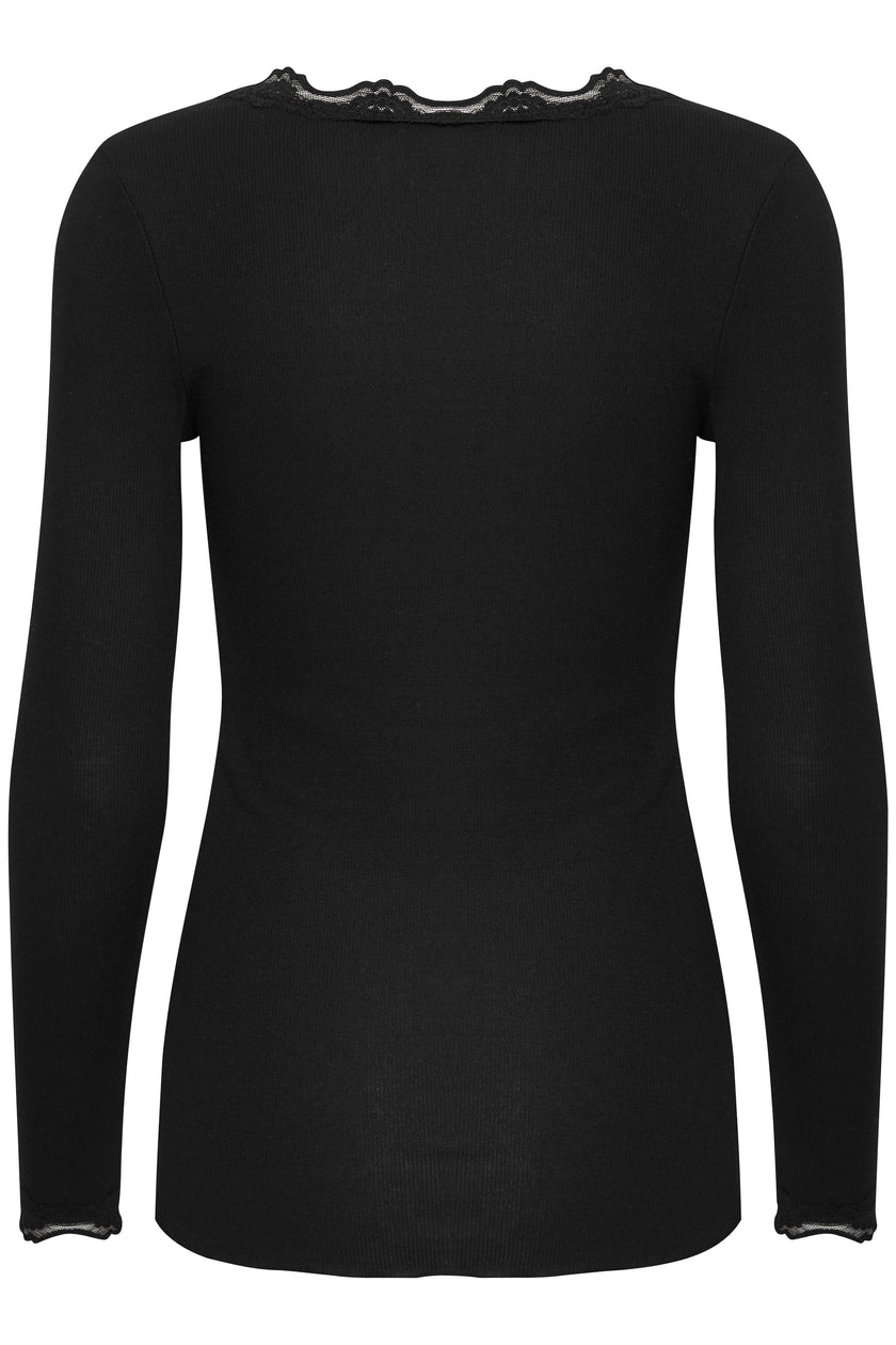 Fransa - Lace Trim Top Hizamond 2 - Black