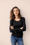 Fransa - Lace Trim Top - Black