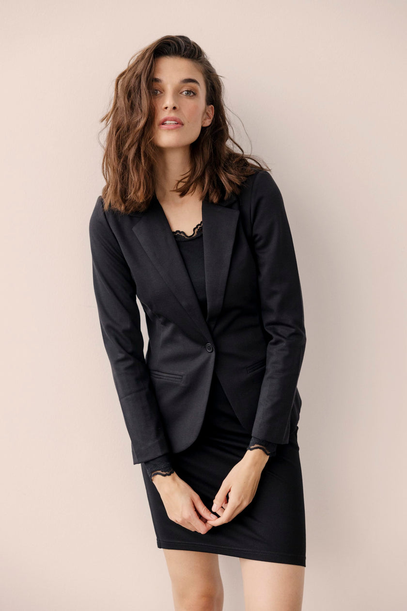 Fransa - Lace Trim Top Hizamond 2 - Black