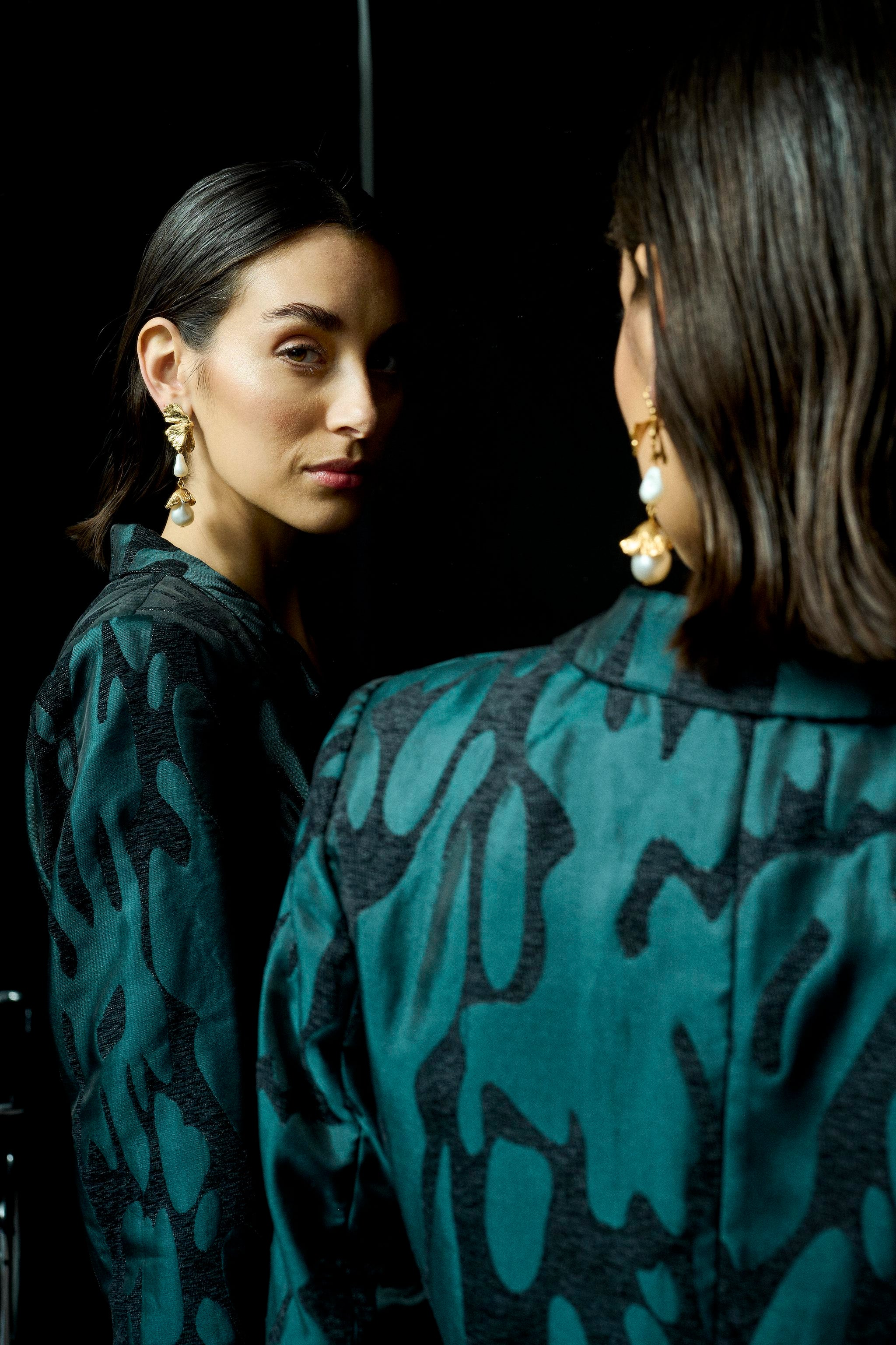 Fransa - Ponderosa Pine Jacquard Cropped Jacket